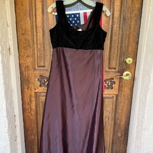Alfred Angelo satin/velour floor length gown with gloves